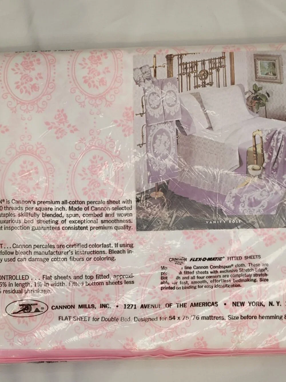 Cannon Royal Family Combspun Percale Oink Cameo Rose Flat Sheet for Double Bed